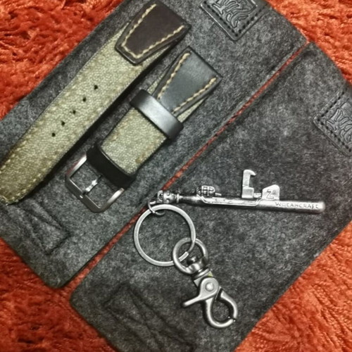 "SALT & PEPPER" canvas strap by Wotancraft, black leather