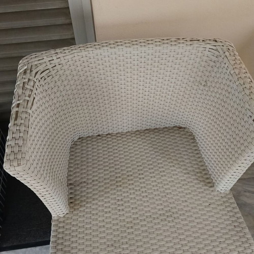 Ratan sofa and armchairs used, two-seater sofa with 2 armchairs