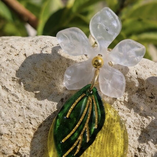 Lemon Blossom Earrings new, summer style with green and yellow