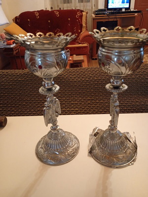 Silver-plated Holy Altar Candleholders like new, set of two