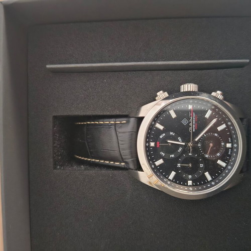 Gant wristwatch, black leather strap, men's