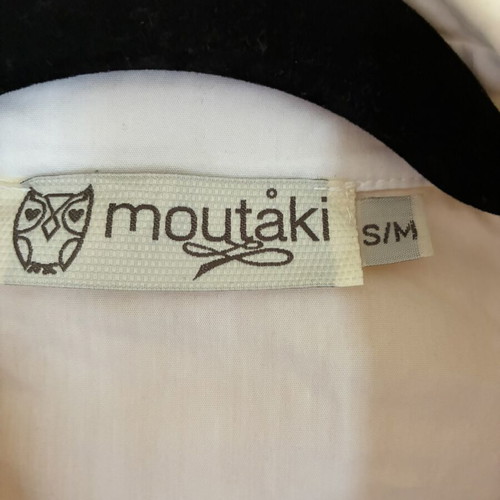 Moutaki Crisp White Cotton Blend Boxy Shirt with Puffy Sleeves like new