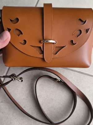 Camel crossbody bag real leather like new