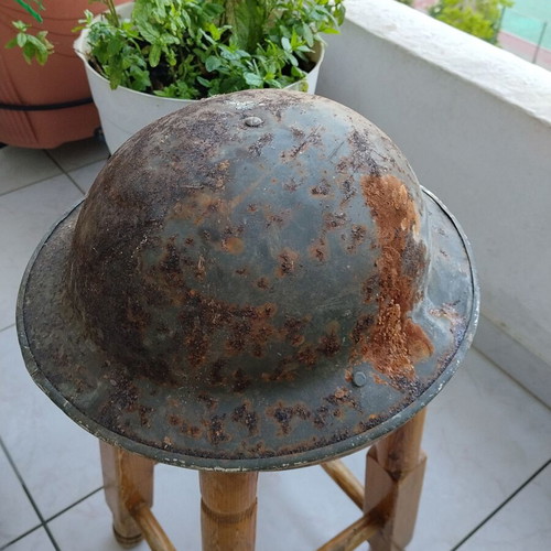 Brodie Mk II British Helmet used, Greek Civil War