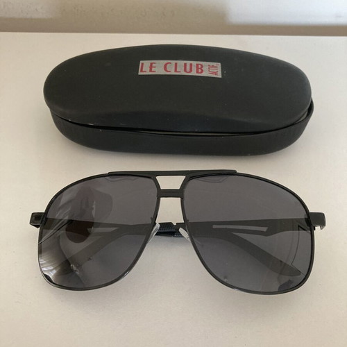 Black metal frame sunglasses with hard case