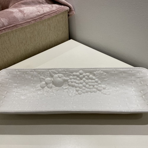 White fruit bowl with embossed designs used