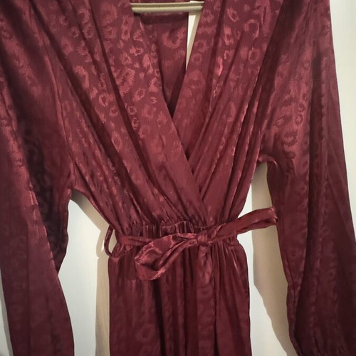Satin dress long burgundy one size new