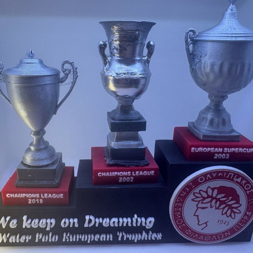 Olympiacos Water Polo European trophies miniatures new, height 8cm