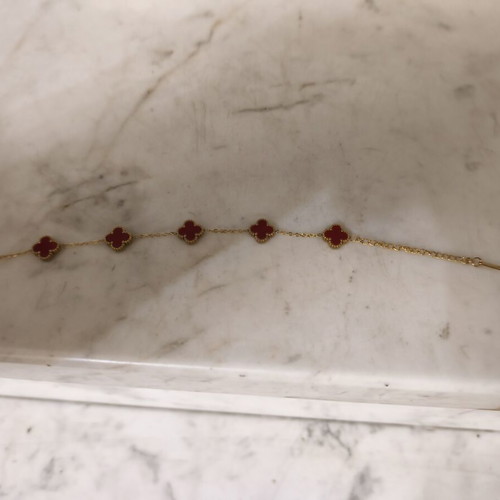 Bracelet stainless steel new, red and gold