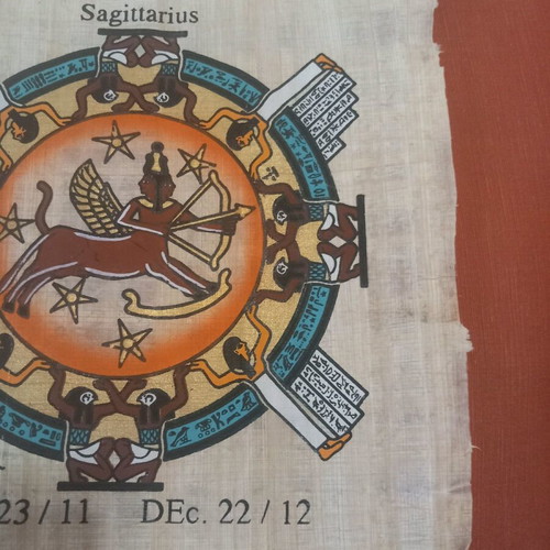 Papyrus with Sagittarius zodiac used from Egypt