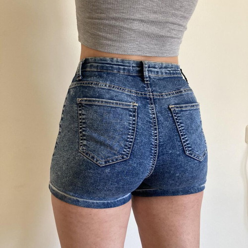 Blue high-rise denim shorts like new, size S