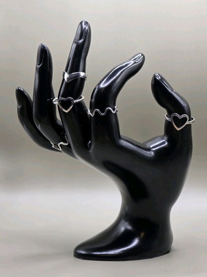 Love Heart Ring Set new, silver, handmade