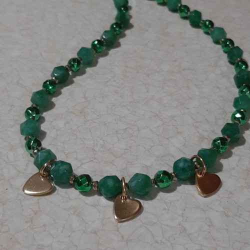 Necklace aventurine and hematite in steel new