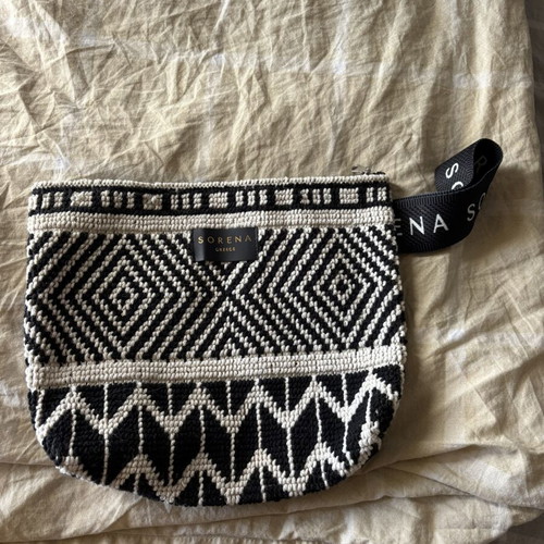 Sorena Handmade Embroidered Handbag like new, cotton, black and beige