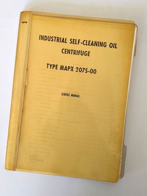 Manual service μεταχειρισμένο για βιομηχανικό φυγοκεντρητή λαδιού MAPX 207S-00