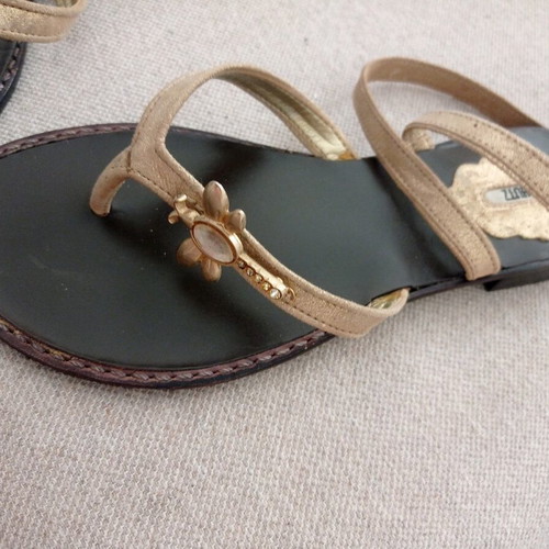 Schutz sandals new, gold color with ankle cords, size 37