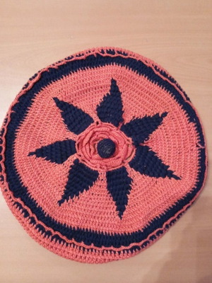 Handmade knitted pillowcase used, length 0.38m
