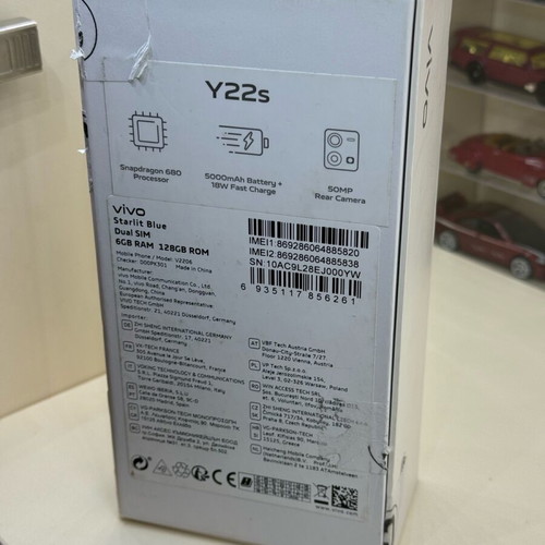 Vivo Y22s phone box used, empty