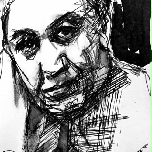 Original ink drawing by Marina Krontira, Manos Hadjidakis, new