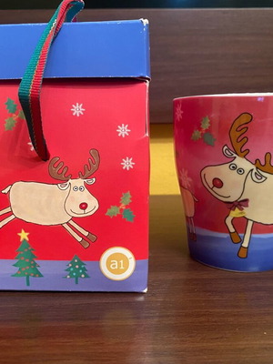Christmas mug with Rudolph theme new