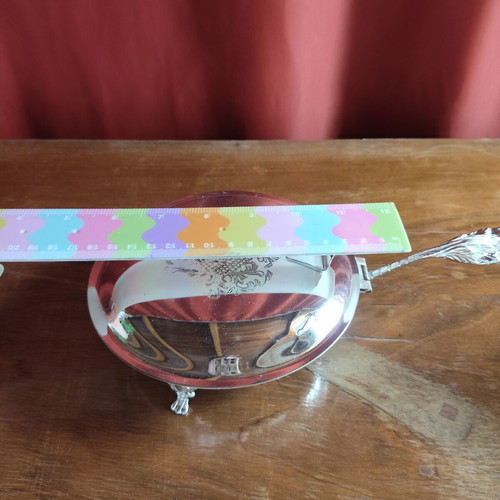 Vintage Silver-Plated Serving Dish with Lid and Decorative Handle