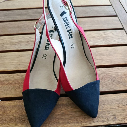 Slingback shoes two-tone (red-black) new size 41