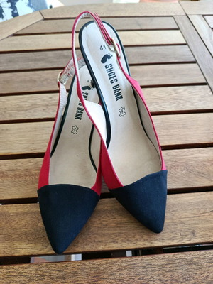 Slingback γόβες δίχρωμες (κόκκινο-μαύρο) καινούργιες No 41