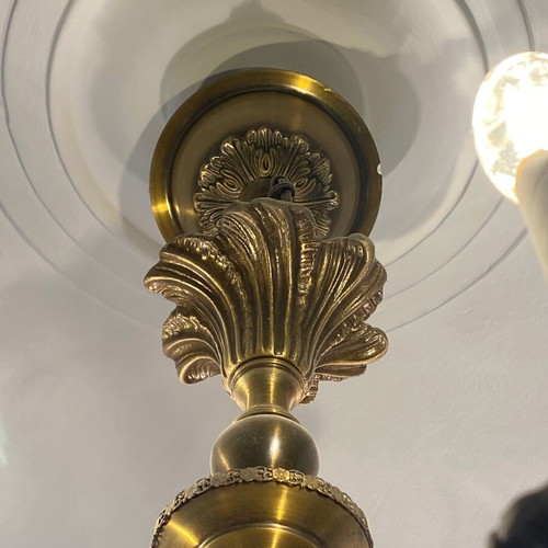 Bronze chandelier with 6 lights like new, carved brass