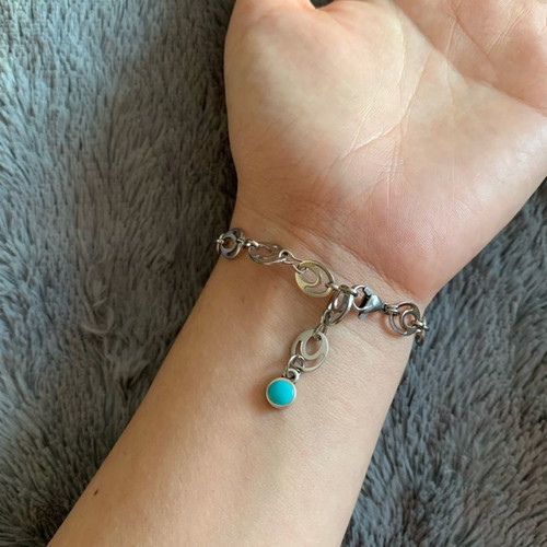 Steel bracelets used, turquoise