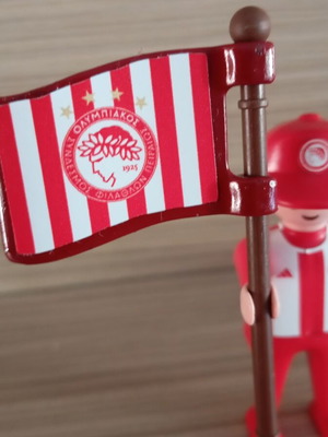 Playmobil Olympiacos Fan Figure with Team Flag, Like New