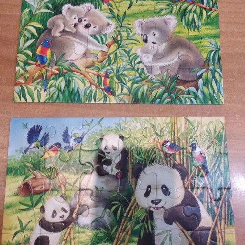 Koala and panda puzzle set used 2x24 pieces