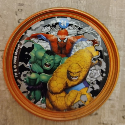 Marvel Heroes Tap used, Spider Man, Hulk, Thing 2006, metal