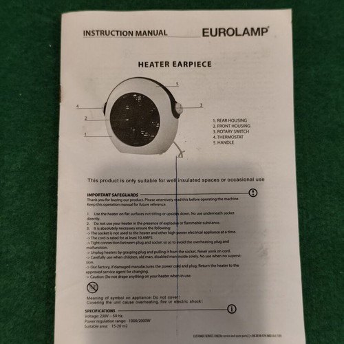 Eurolamp Warm Cloud 2000W table fan heater, white/blue