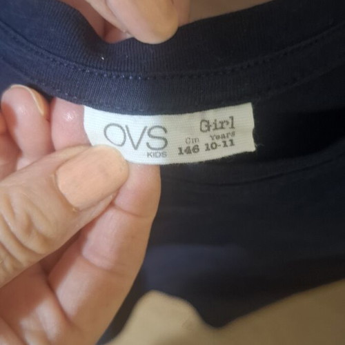 Ovs Fashion Girls' Short Sleeve T-Shirt 100% Cotton Like New, Dark Blue, Size 146 cm