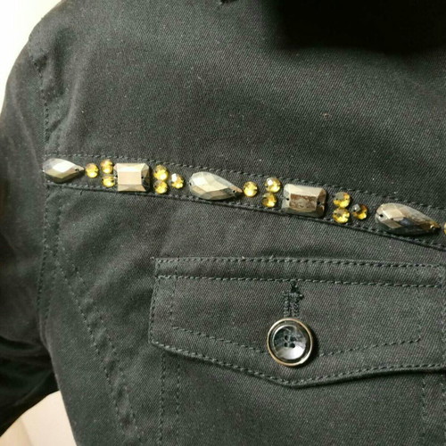 Raxevsky cotton overshirt with gold crystal details, size M