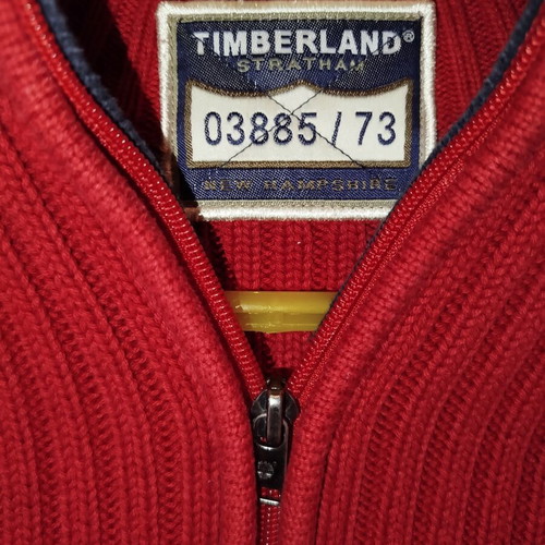 Timberland red zip-up sweater, size S