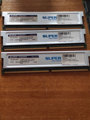 Super Talent DDR2 RAM 512MB used, 667 MHz, heatspreader