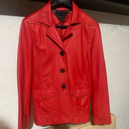 Tommy Hilfiger red leather blazer new, women's XS