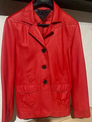 Tommy Hilfiger red leather blazer new, women's XS