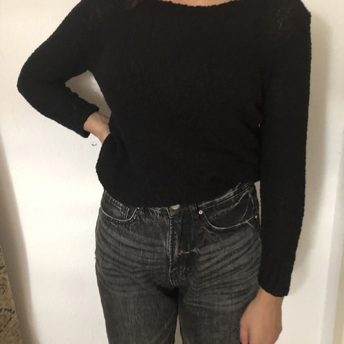 Black pullover used, size Small, with zipper on back