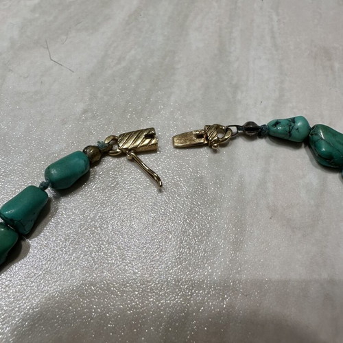Turquoise Necklace 45 cm with 14k Gold Safety Clasp like new