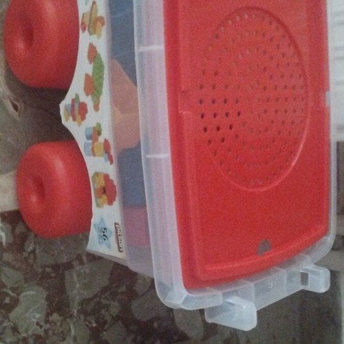 Toy truck with building blocks