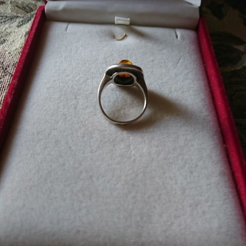 Silver ring with Baltic amber like new