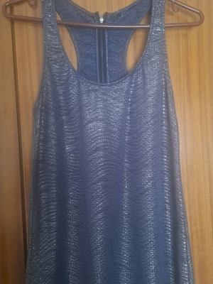 Silver sleeveless evening blouse like new S/M
