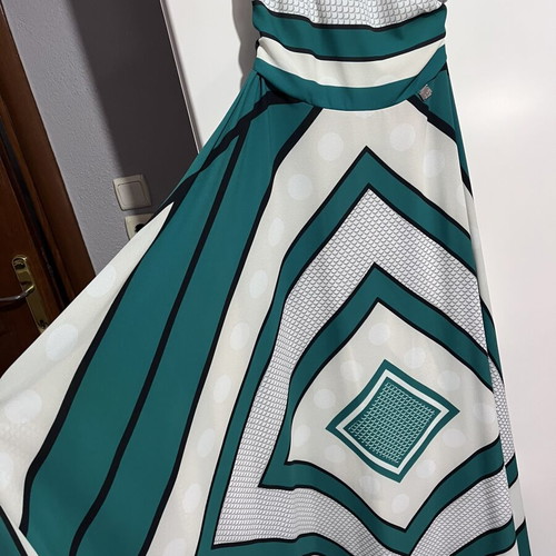 Maxi dress BSB like new, petrol with white and black geometric patterns