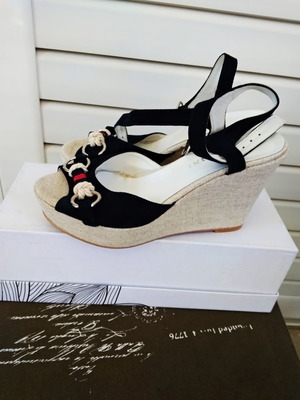 Prasini platform sandals navy blue size 36 new, 9.5 cm heel