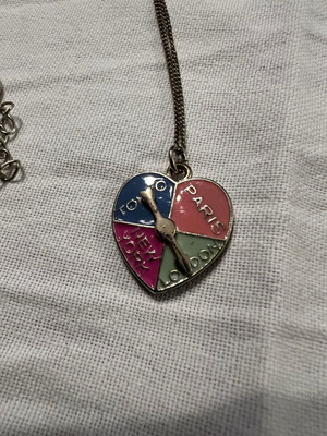 Accessorize heart pendant necklace used, silver and multicolor