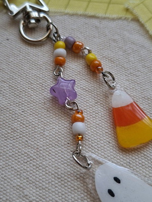 Halloween keychain ghost with purple star made to order
