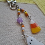 Halloween keychain ghost with purple star made to order
