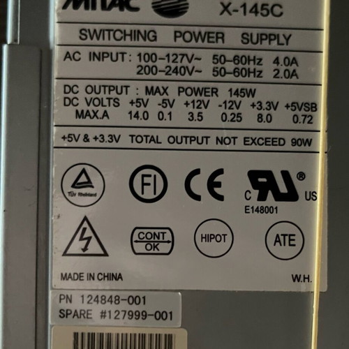 Mitac X-145C and Hantol computer power supplies used